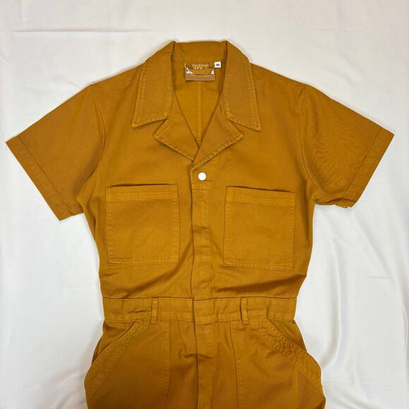Big Bud Press Gold Short Sleeve Jumpsuit Women's Medium Boho Indie Twee - Picture 2 of 9